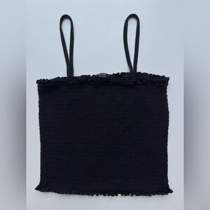 Black Ribbed and Rouched Camisole